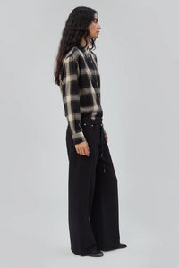 Still Here cool jeans true black toggle drawstring no waistband wide leg denim | Pipe and Row Seattle