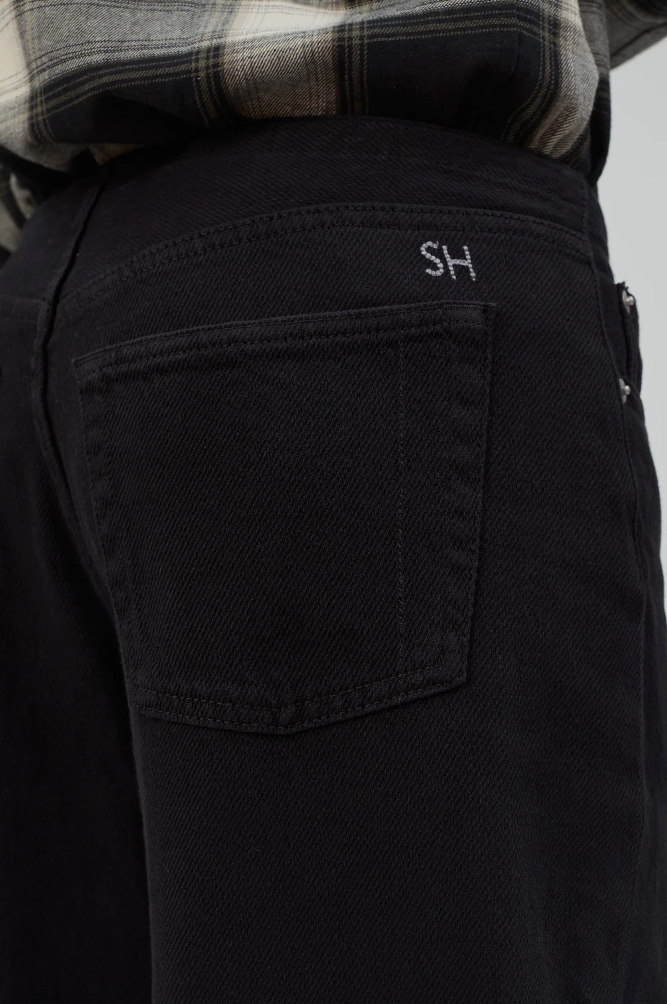 Still Here cool jeans true black toggle drawstring no waistband wide leg denim | Pipe and Row Seattle