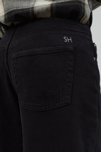 Still Here cool jeans true black toggle drawstring no waistband wide leg denim | Pipe and Row Seattle