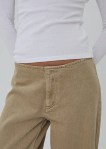 Still Here low rise Sport Jean straight leg jogger jean denim pear khaki tan brown | Pipe and Row Seattle Boutique