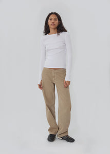Still Here Sport Jean straight leg jogger jean denim pear khaki tan brown | Pipe and Row Seattle Boutique
