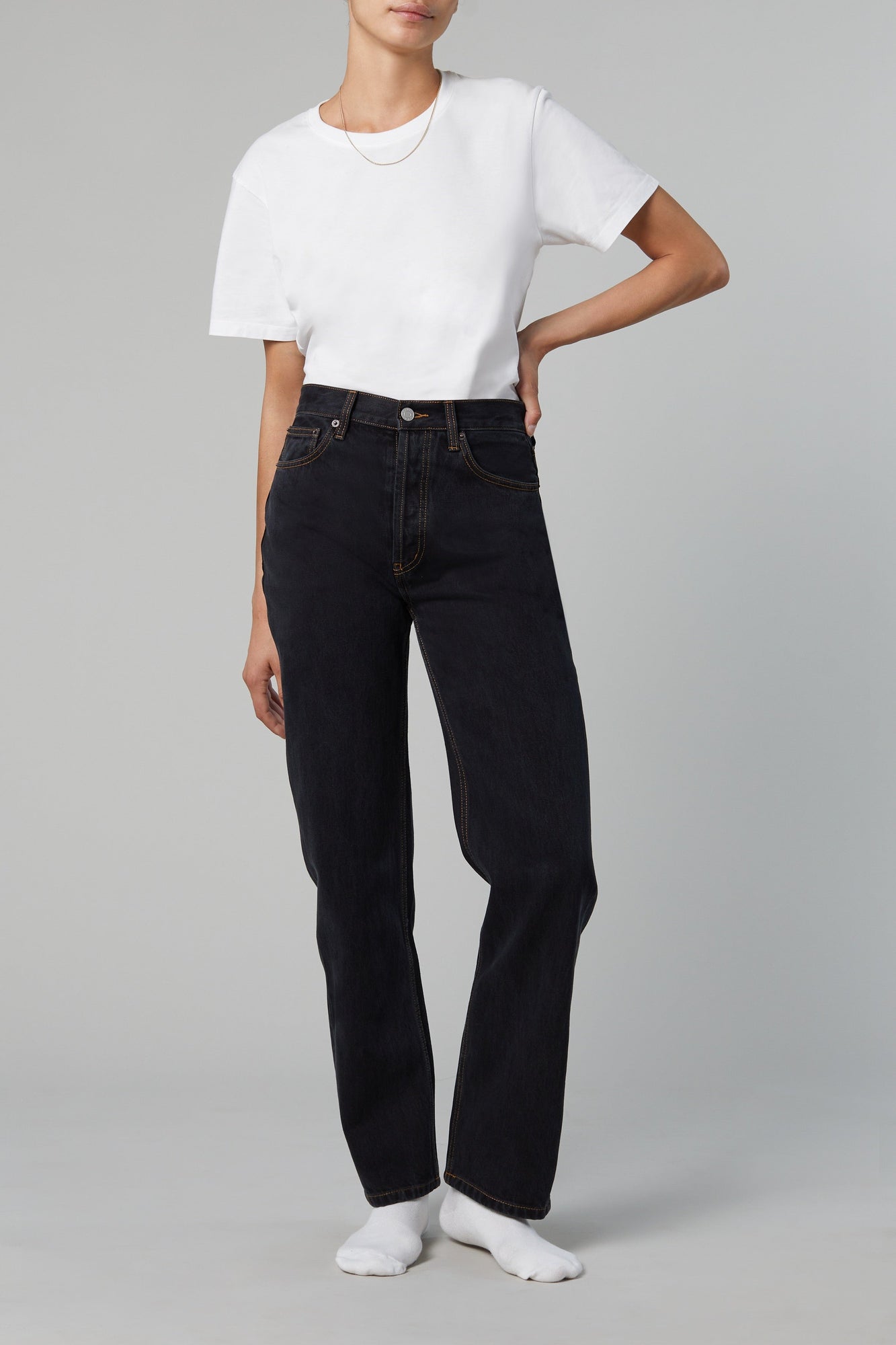 Still here Childhood jean washed black straight leg denim | Pipe and Row