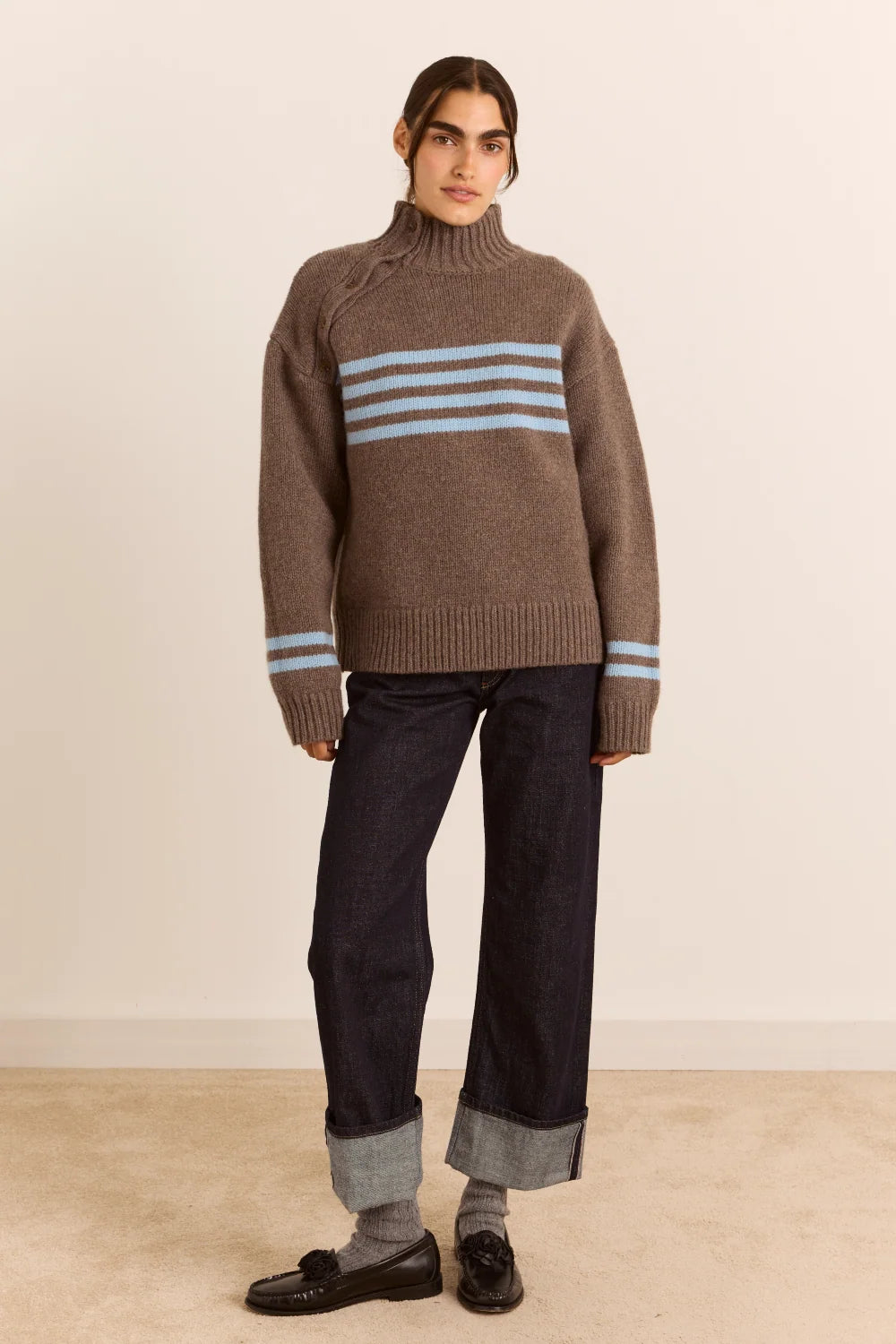 TALLULAH BUTTON LAMBSWOOL SWEATER