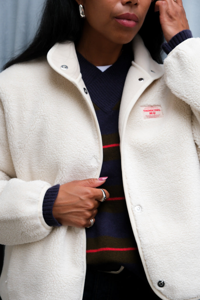 Thinking Mu Kourtney polar fleece jacket white ecru WJK00120 PIPE AND ROW Seattle