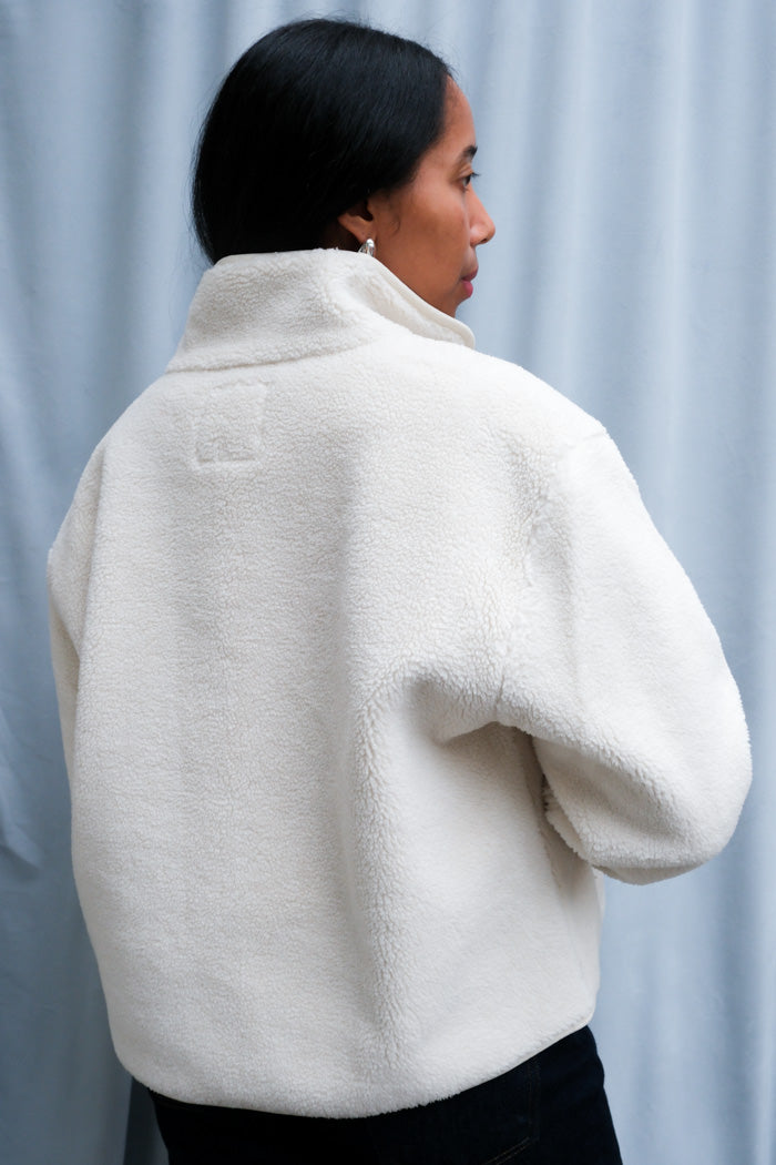 Thinking Mu Kourtney polar fleece jacket white ecru shearling  sheep vegan Pipe and Row Seattle