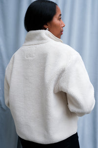 Thinking Mu Kourtney polar fleece jacket white ecru shearling  sheep vegan Pipe and Row Seattle