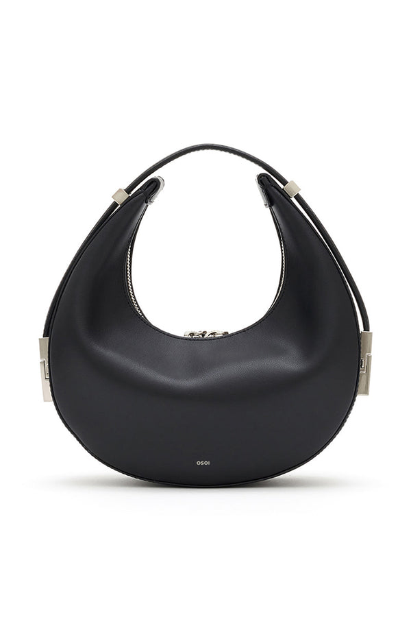 Osoi crescent shaped Toni mini bag smooth black leather | Pipe and