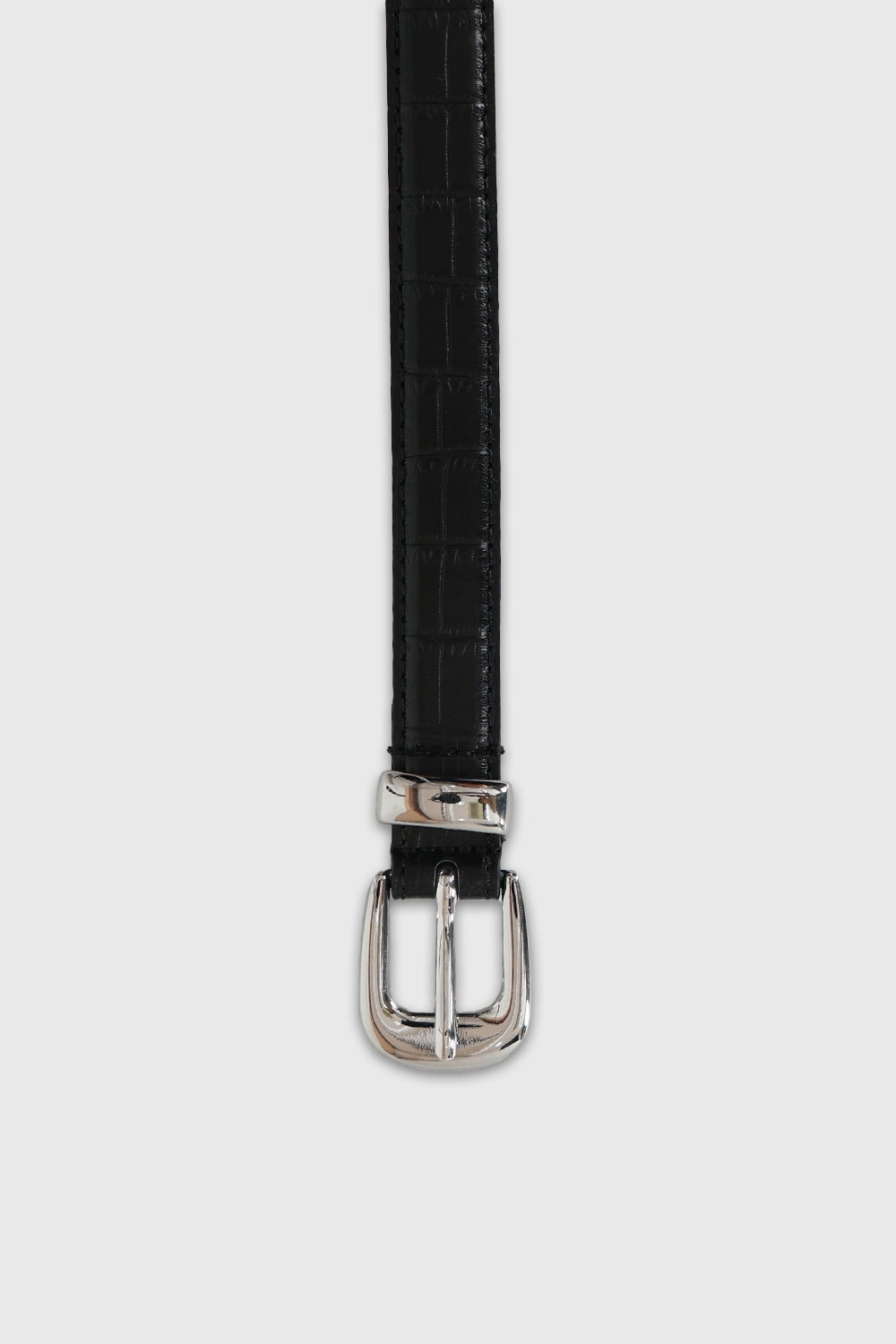 Tonywack black pebble leather thin belt silver western buckle | PIPE AND ROW