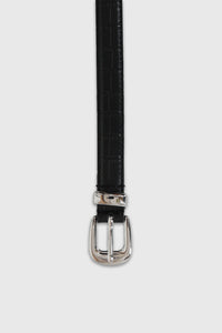 Tonywack black pebble leather thin belt silver western buckle | PIPE AND ROW
