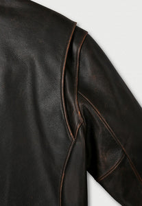 Tonywack cropped vintage worn leather jacket dark brown PIPE AND ROW