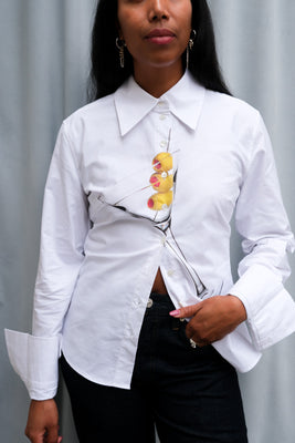 Tyler McGillivary white button down shirt martini printed graphic | Pipe and Row