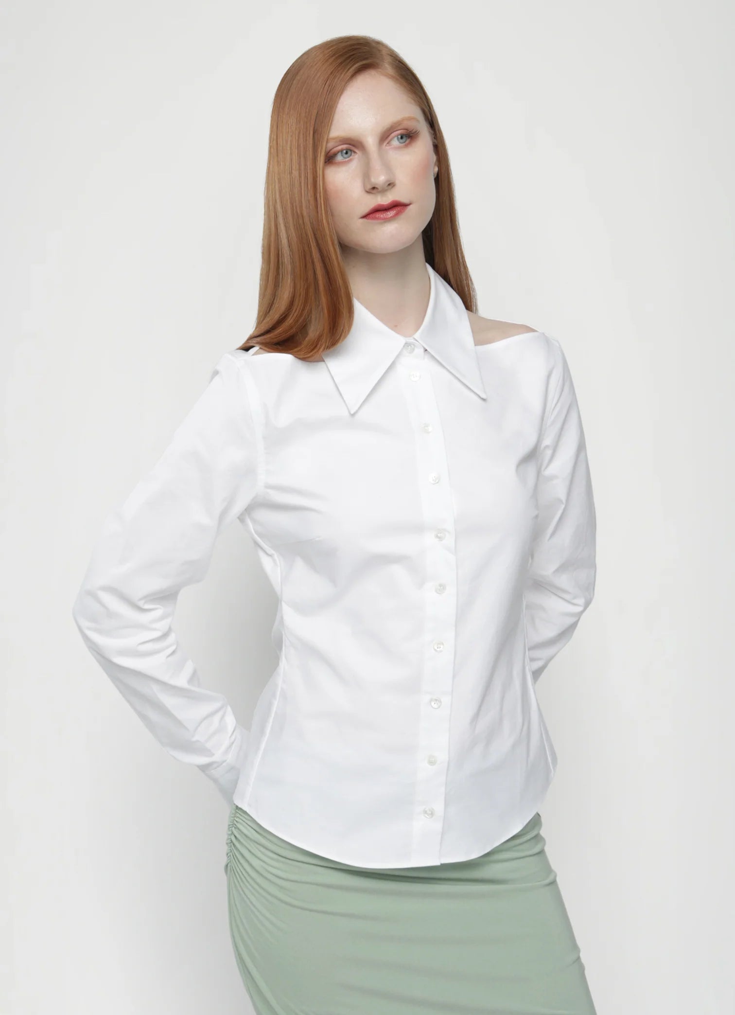 Tyler Mcgillivary fitted Frankie cutout button down top white PIPE AND ROW