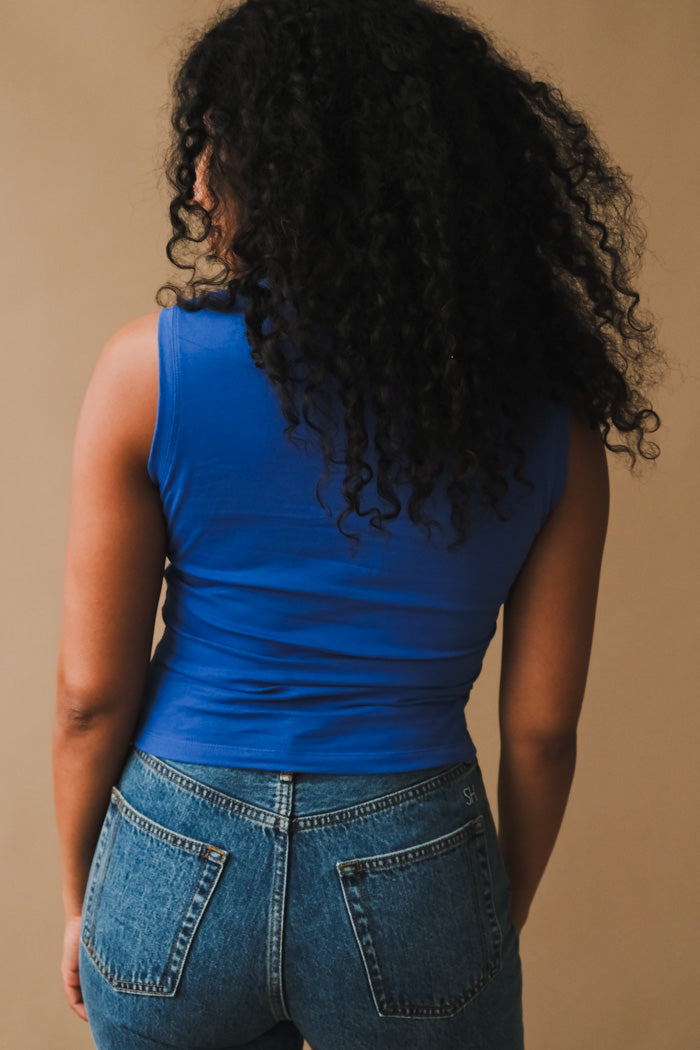 Tyler Mcgillivary royal blue Dover tank top Orca whale graphic | PIPE AND ROW