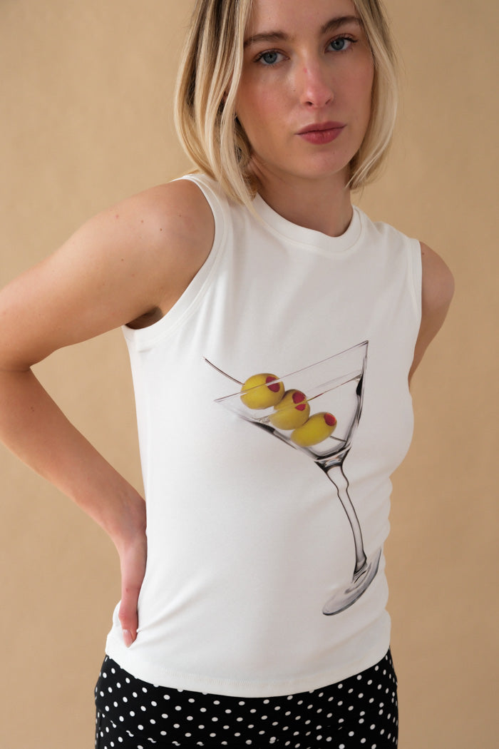 Tyler Mcgillivary white Dover tank martini glass graphic | PIPE AND ROW