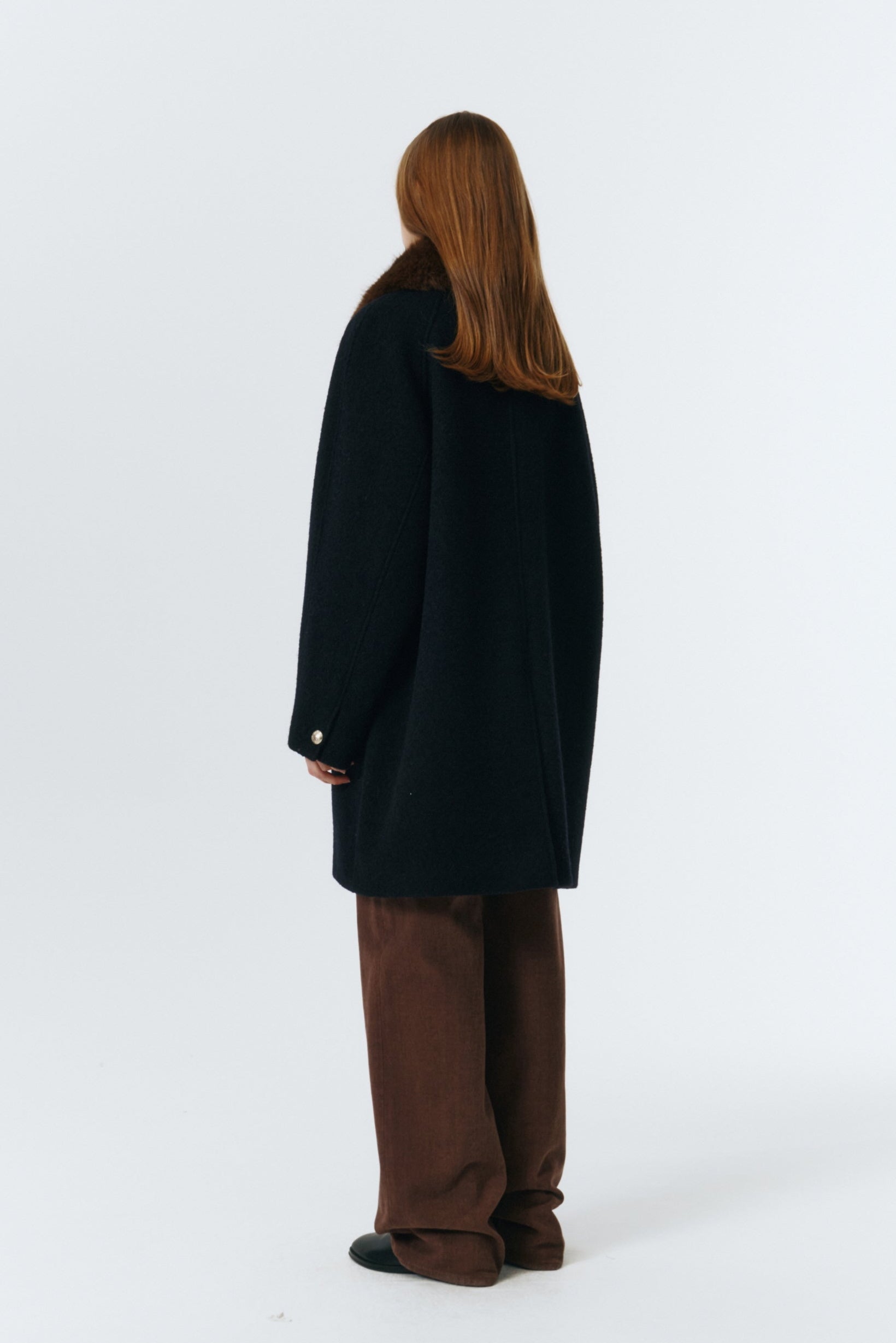 BOUCLE WOOL HALF COAT