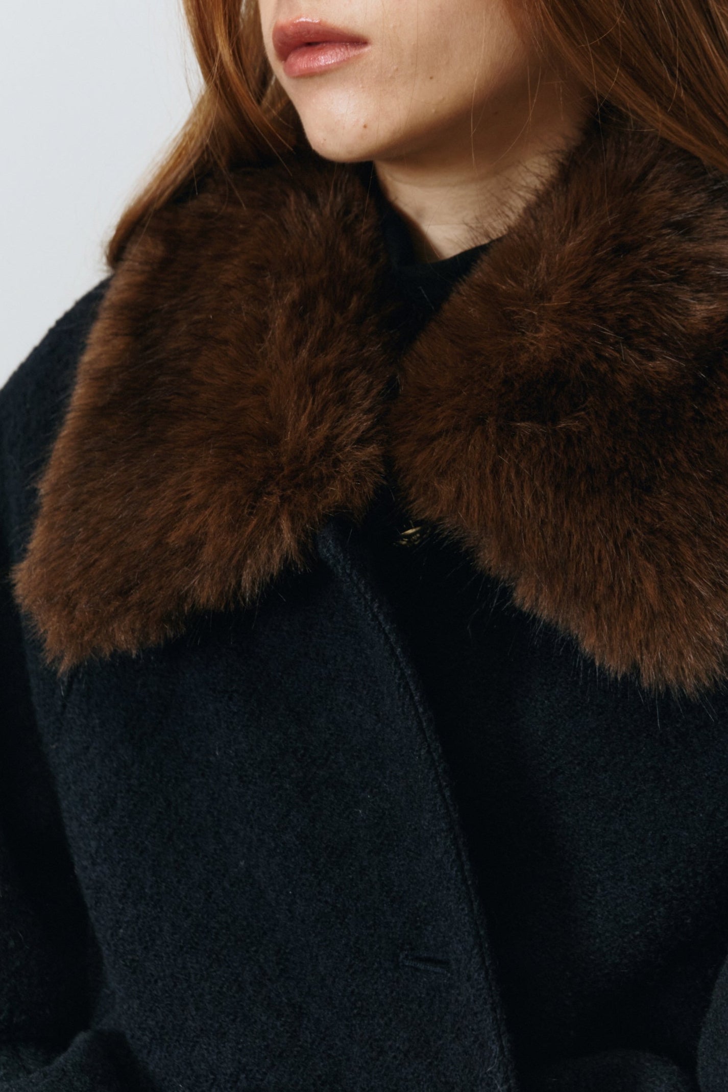 BOUCLE WOOL HALF COAT