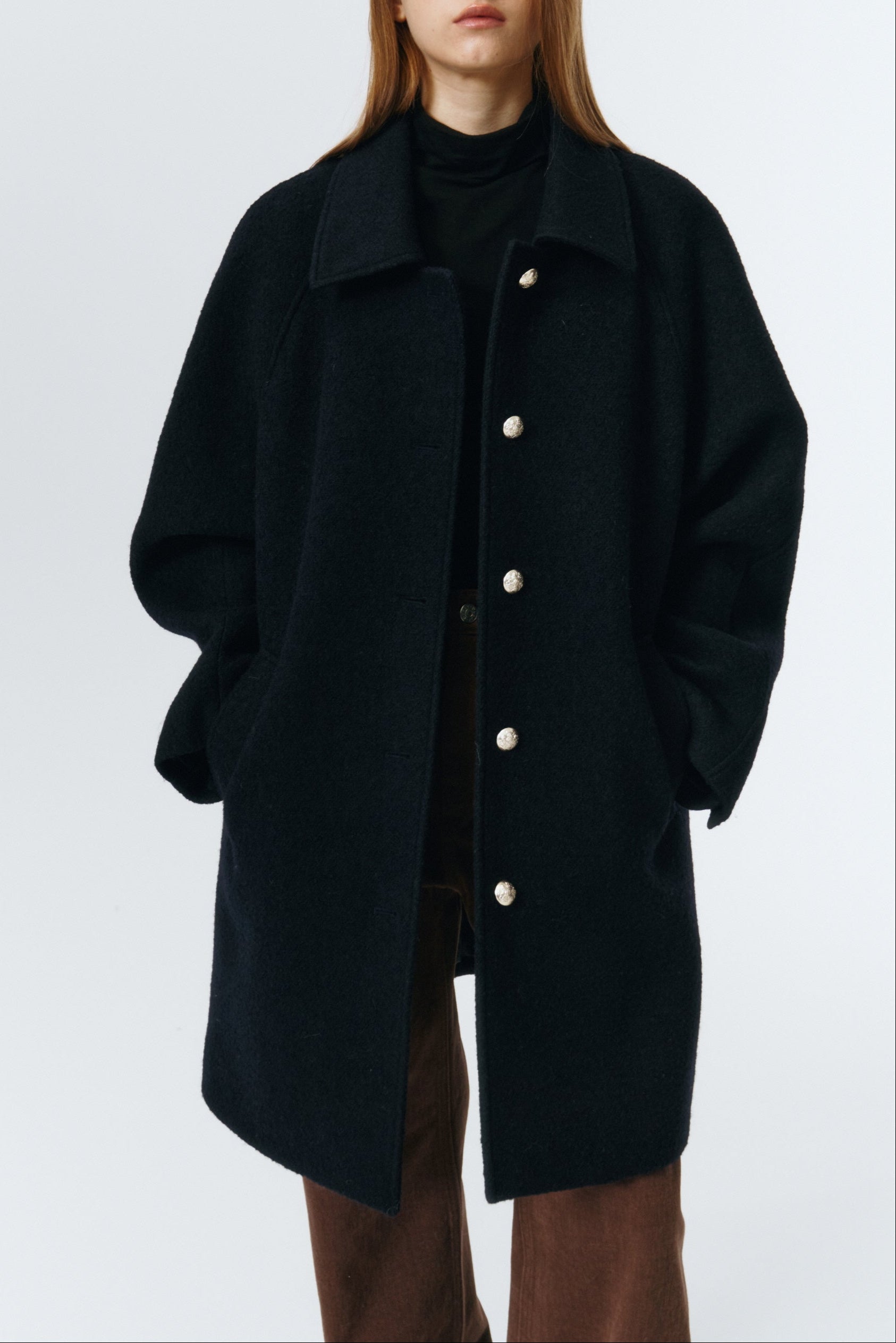 BOUCLE WOOL HALF COAT