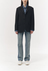 Dunst oversized classic 3 button wool blazer charcoal grey | PIPE AND ROW