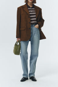 Dunst unisex camel leather suede tailored blazer jacket PIPE AND ROW