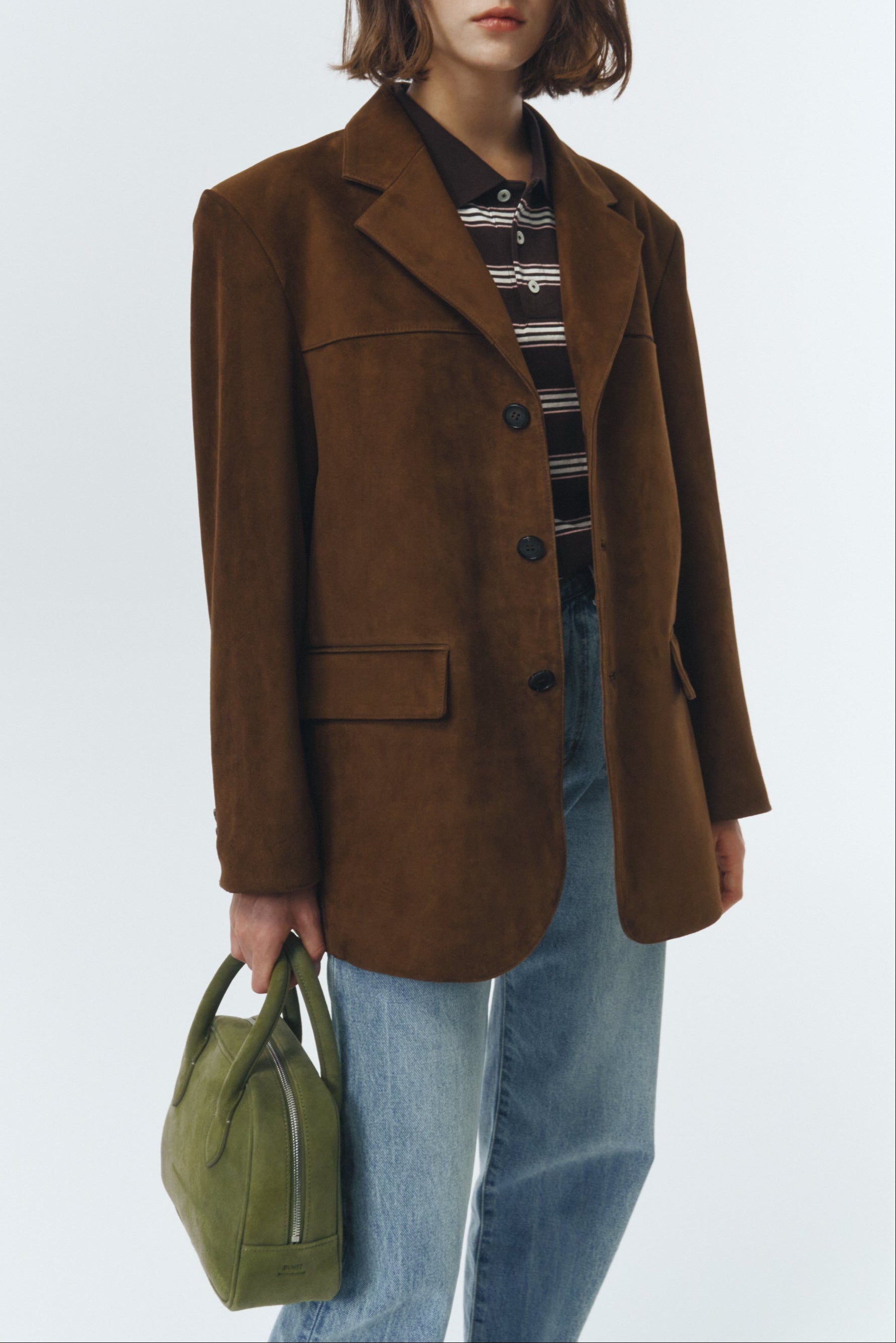 Dunst unisex camel leather suede tailored blazer jacket PIPE AND ROW