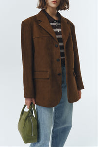 Dunst unisex camel leather suede tailored blazer jacket PIPE AND ROW