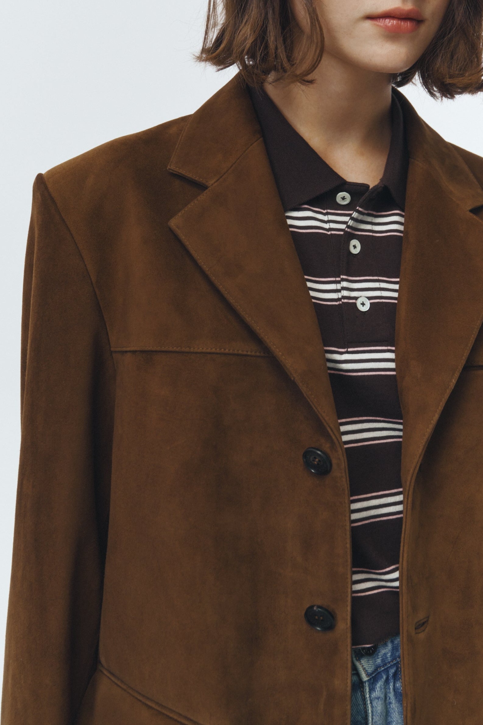 UNISEX SUEDE TAILORED HALF JACKET