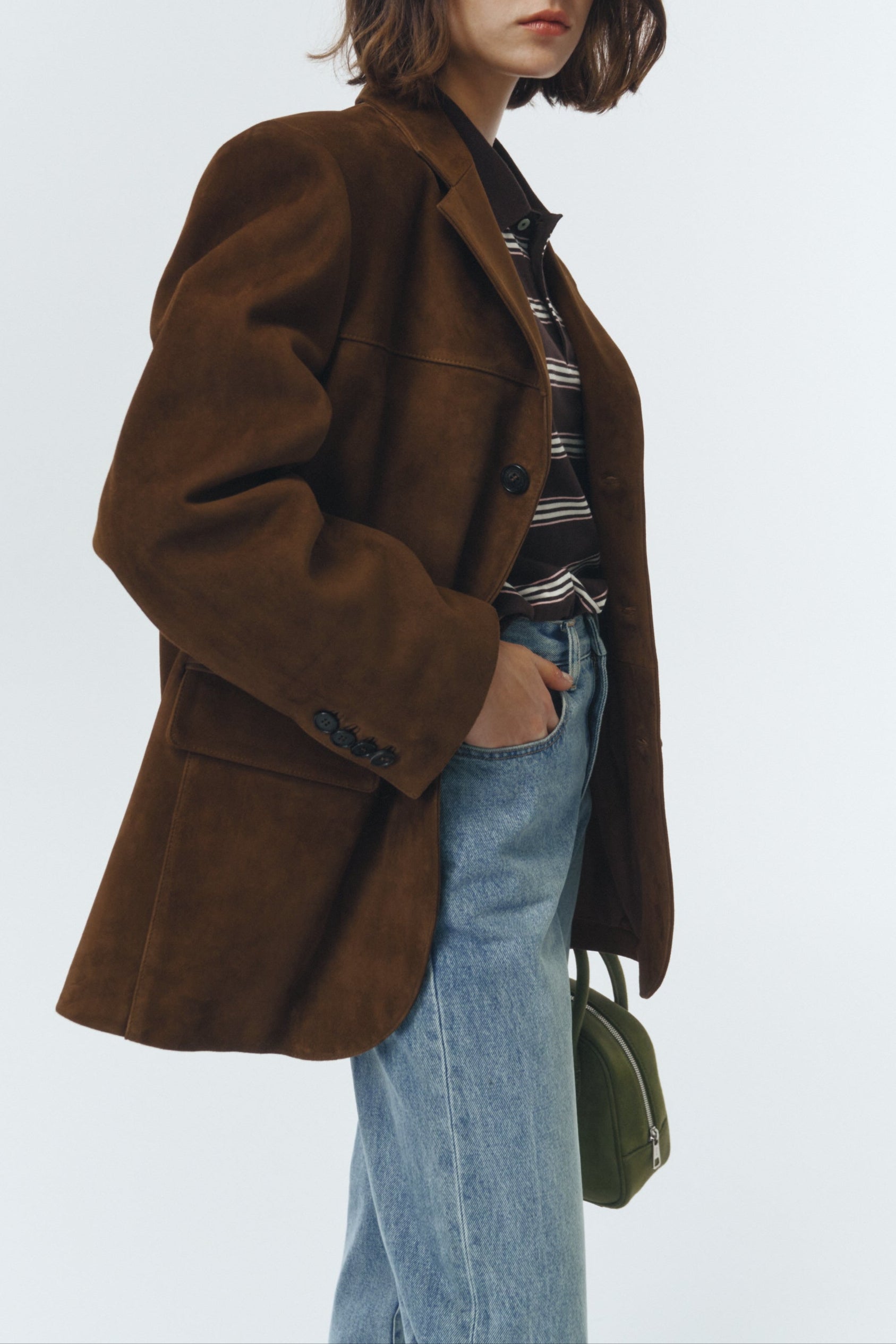 UNISEX SUEDE TAILORED HALF JACKET