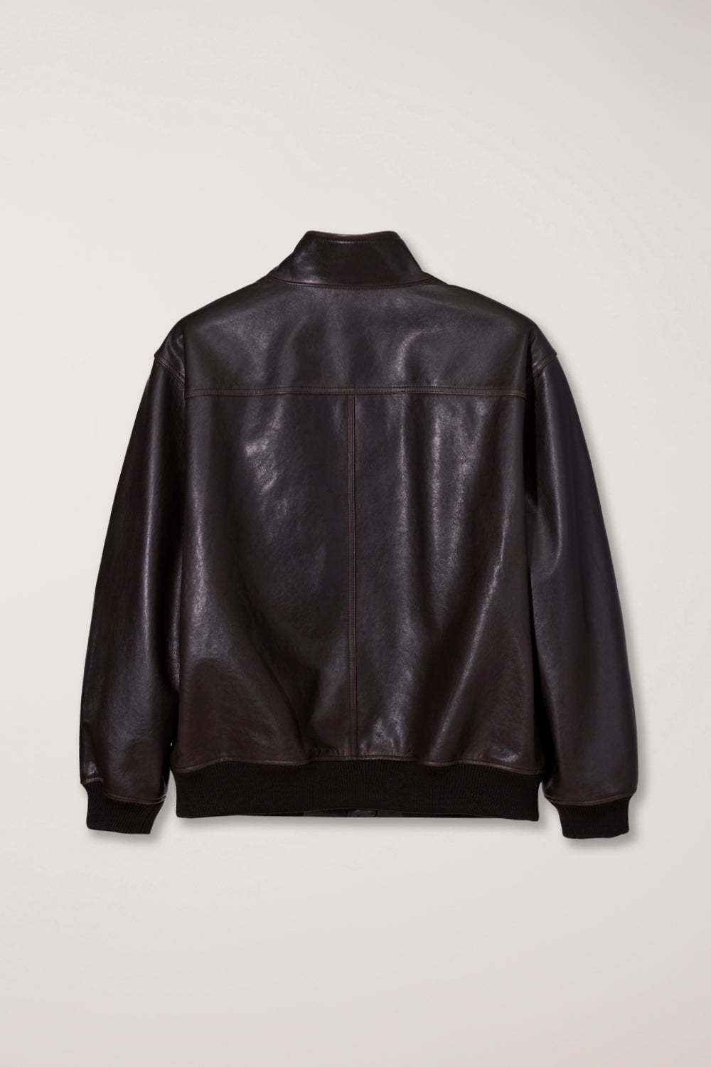 UNISEX STAND COLLARED LEATHER BLOUSON