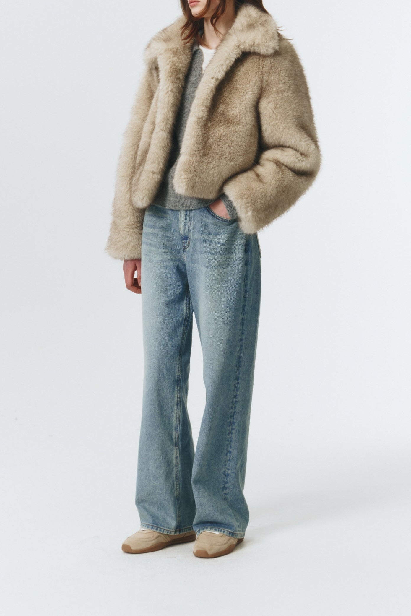VEGAN FUR CROPPED JACKET