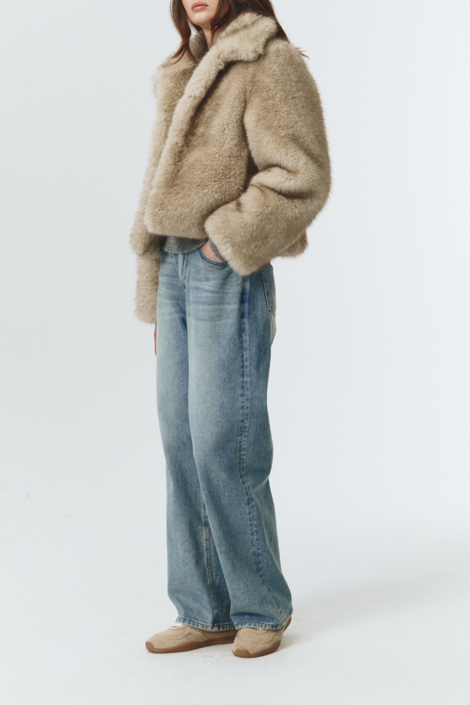 VEGAN FUR CROPPED JACKET