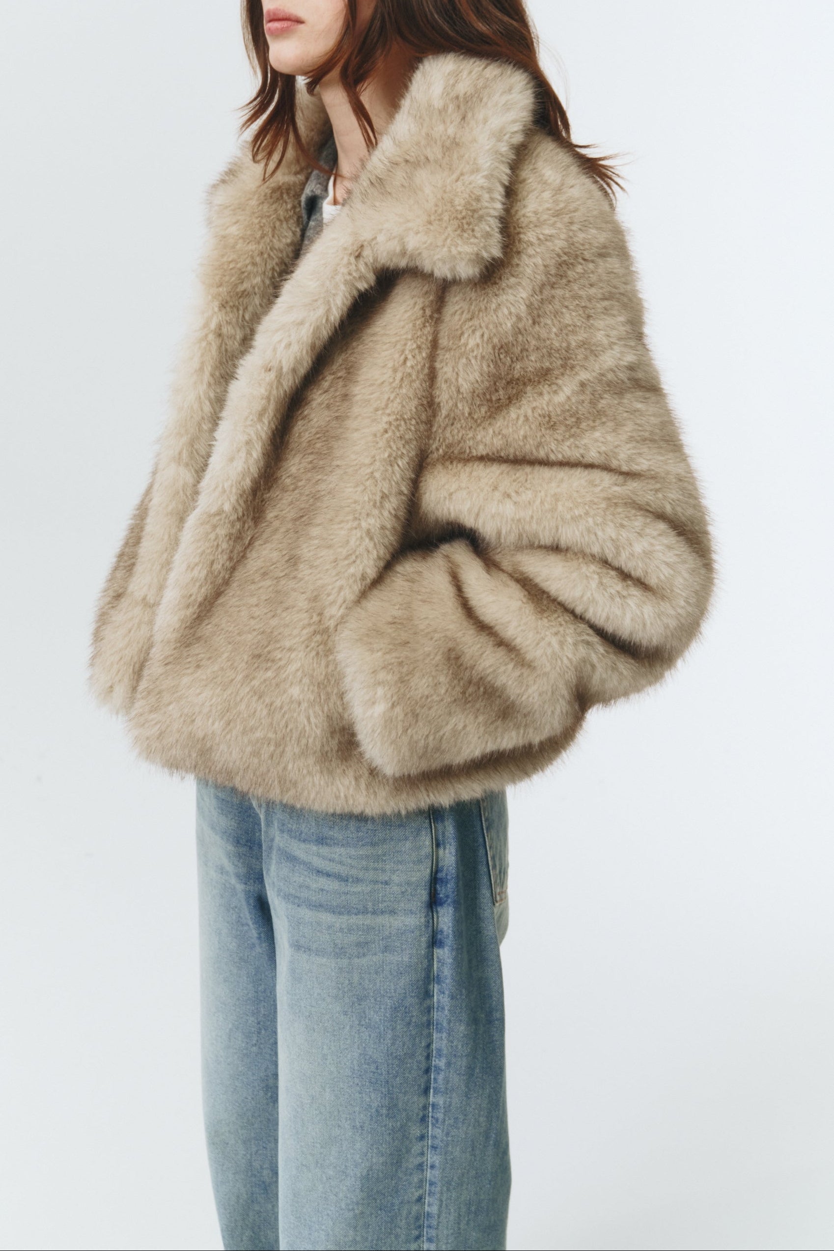 VEGAN FUR CROPPED JACKET