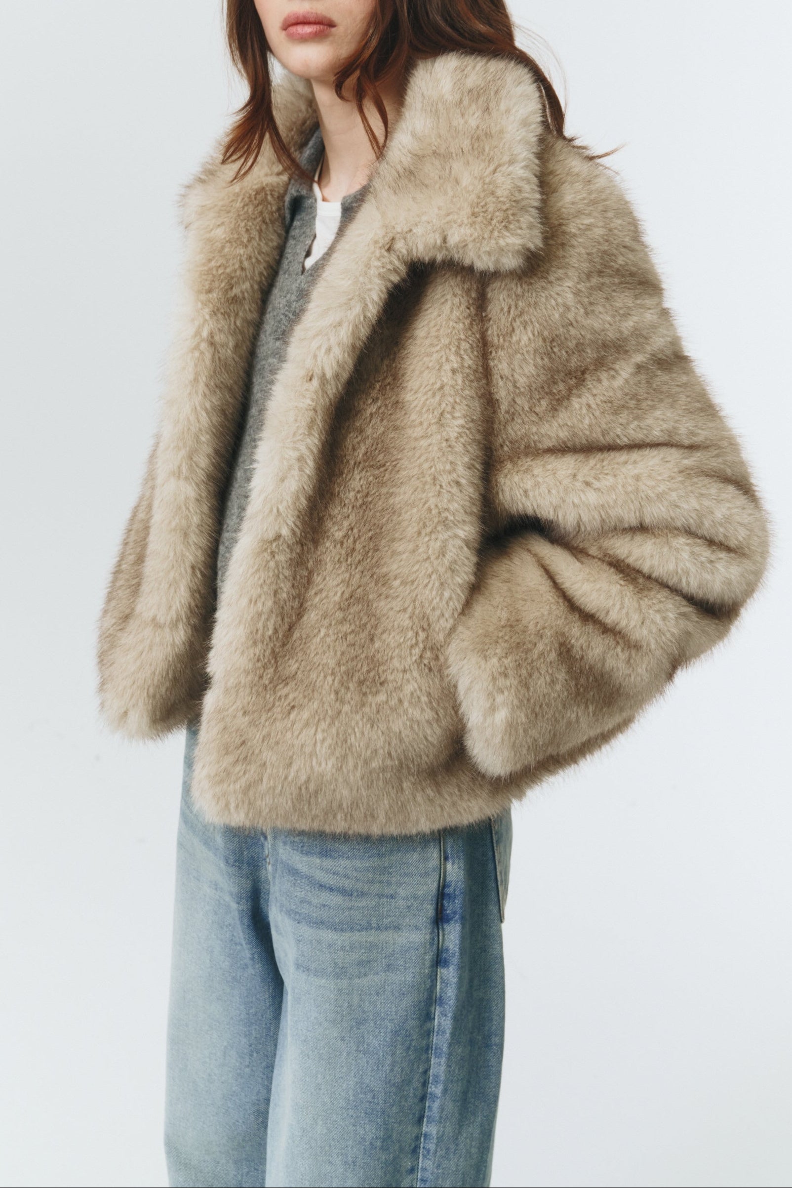 VEGAN FUR CROPPED JACKET