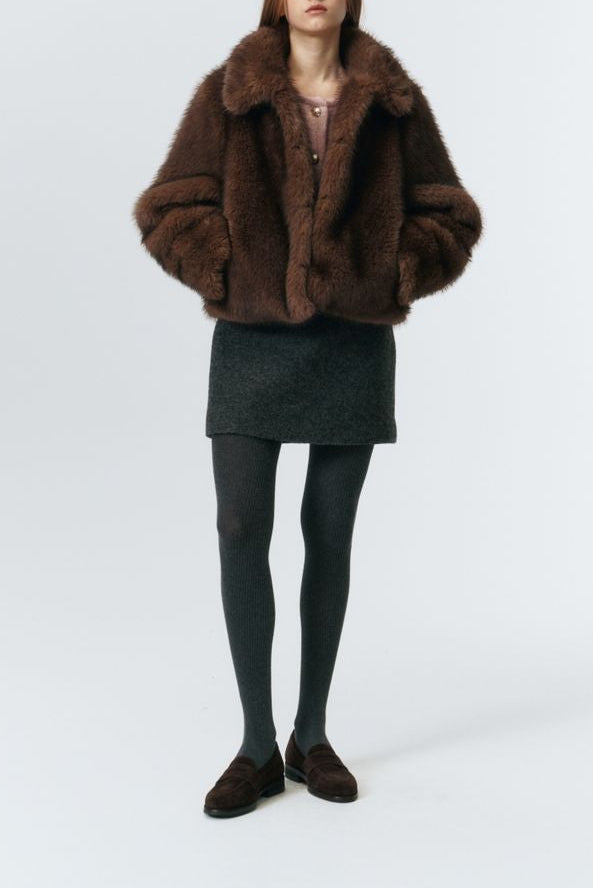 VEGAN FUR CROPPED JACKET