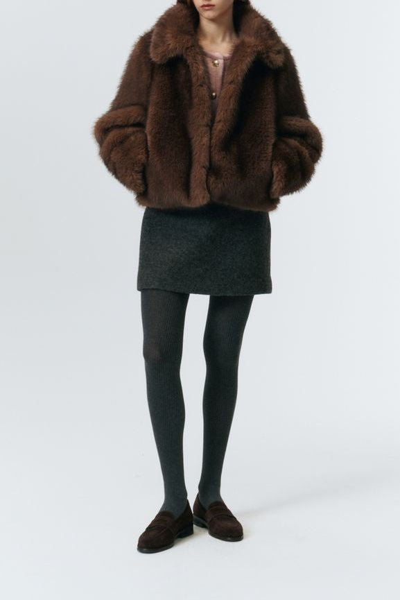VEGAN FUR CROPPED JACKET
