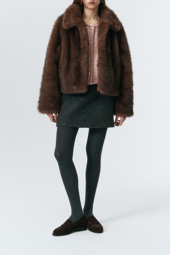 VEGAN FUR CROPPED JACKET