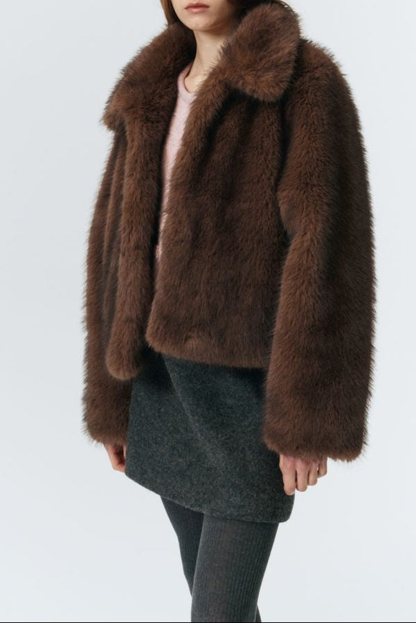 VEGAN FUR CROPPED JACKET
