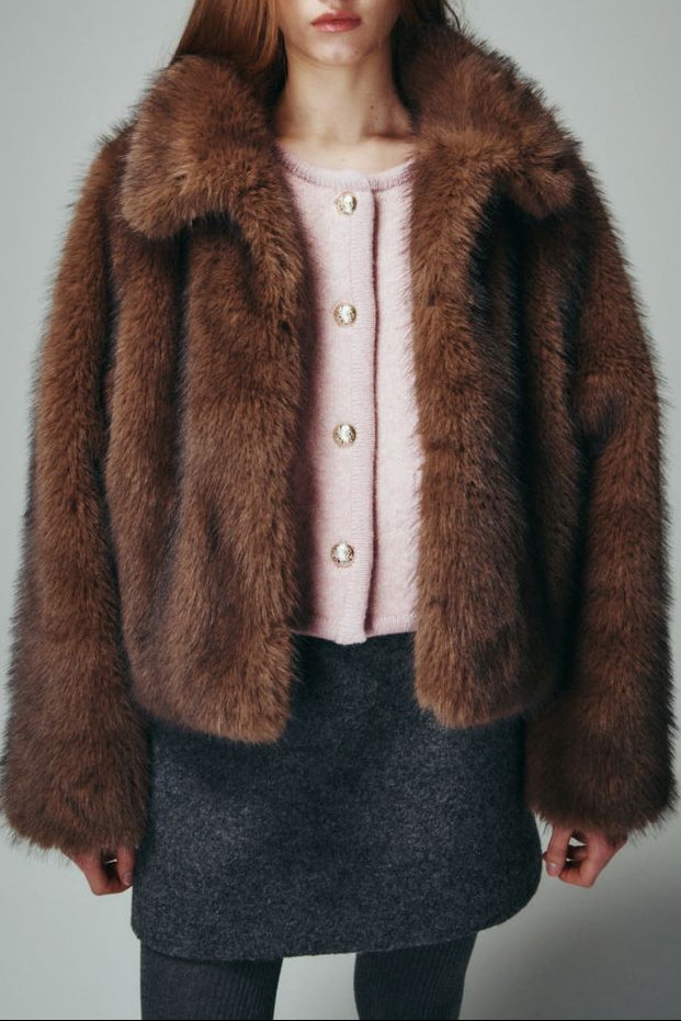 VEGAN FUR CROPPED JACKET