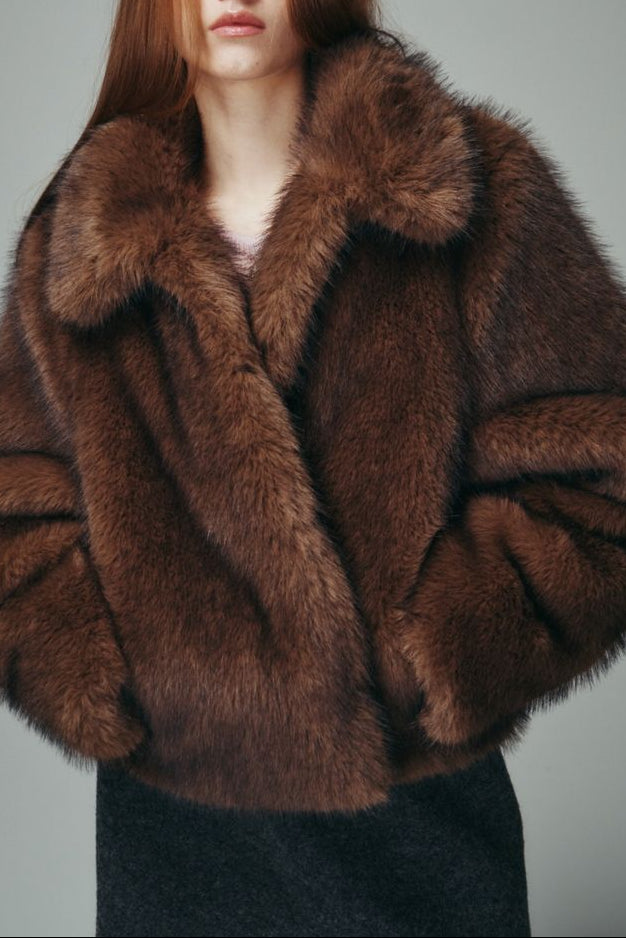 VEGAN FUR CROPPED JACKET