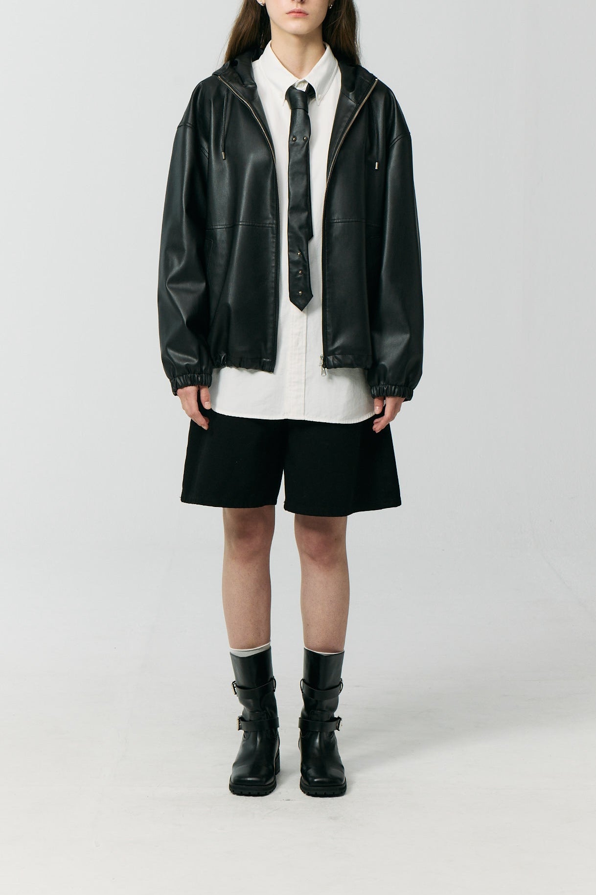 UNISEX VEGAN LEATHER WINDBREAKER