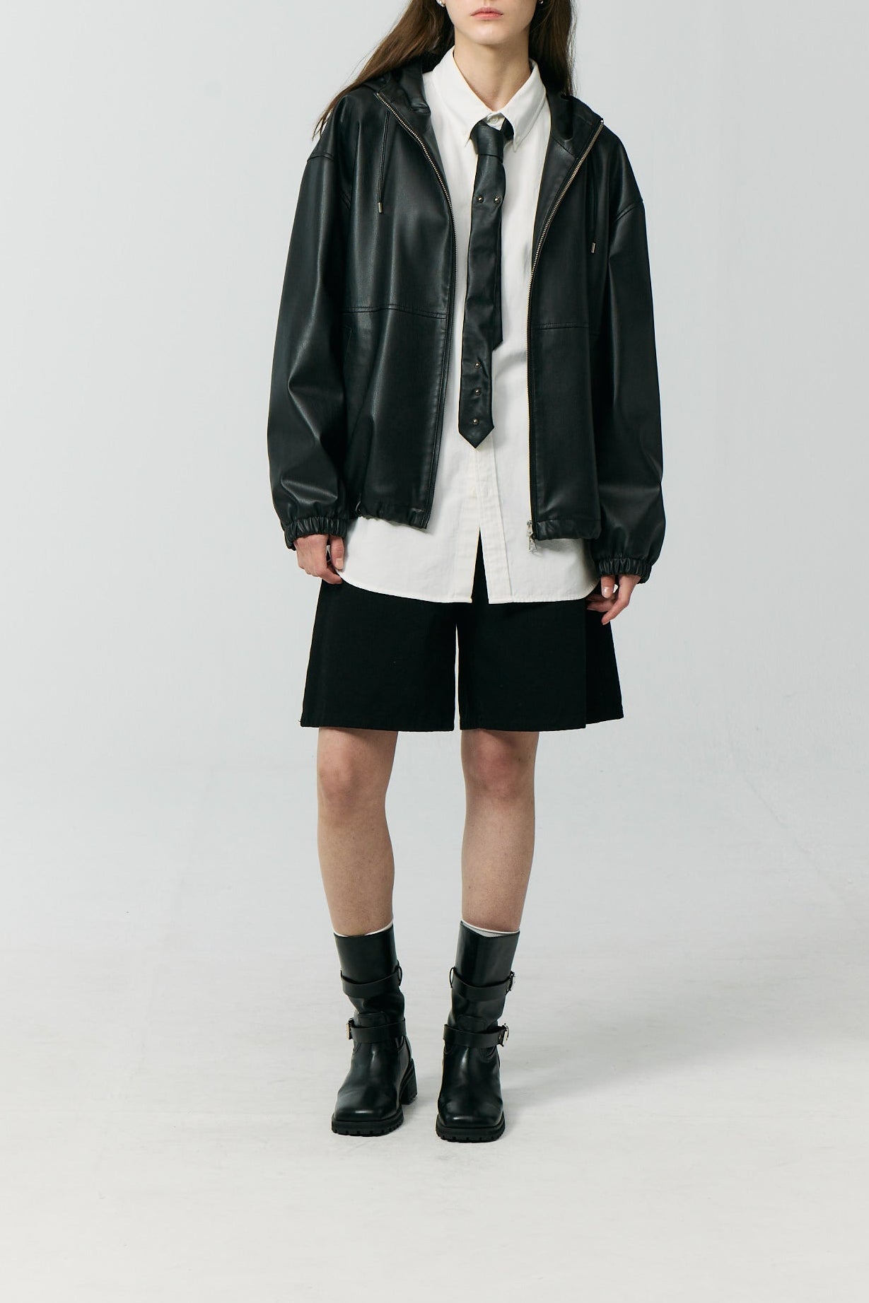 UNISEX VEGAN LEATHER WINDBREAKER