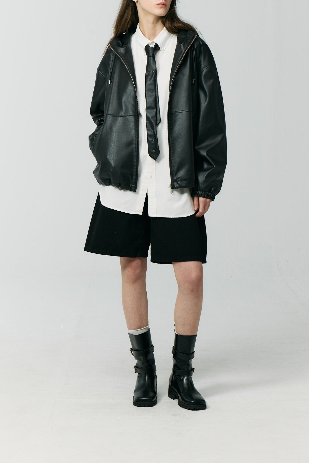 UNISEX VEGAN LEATHER WINDBREAKER