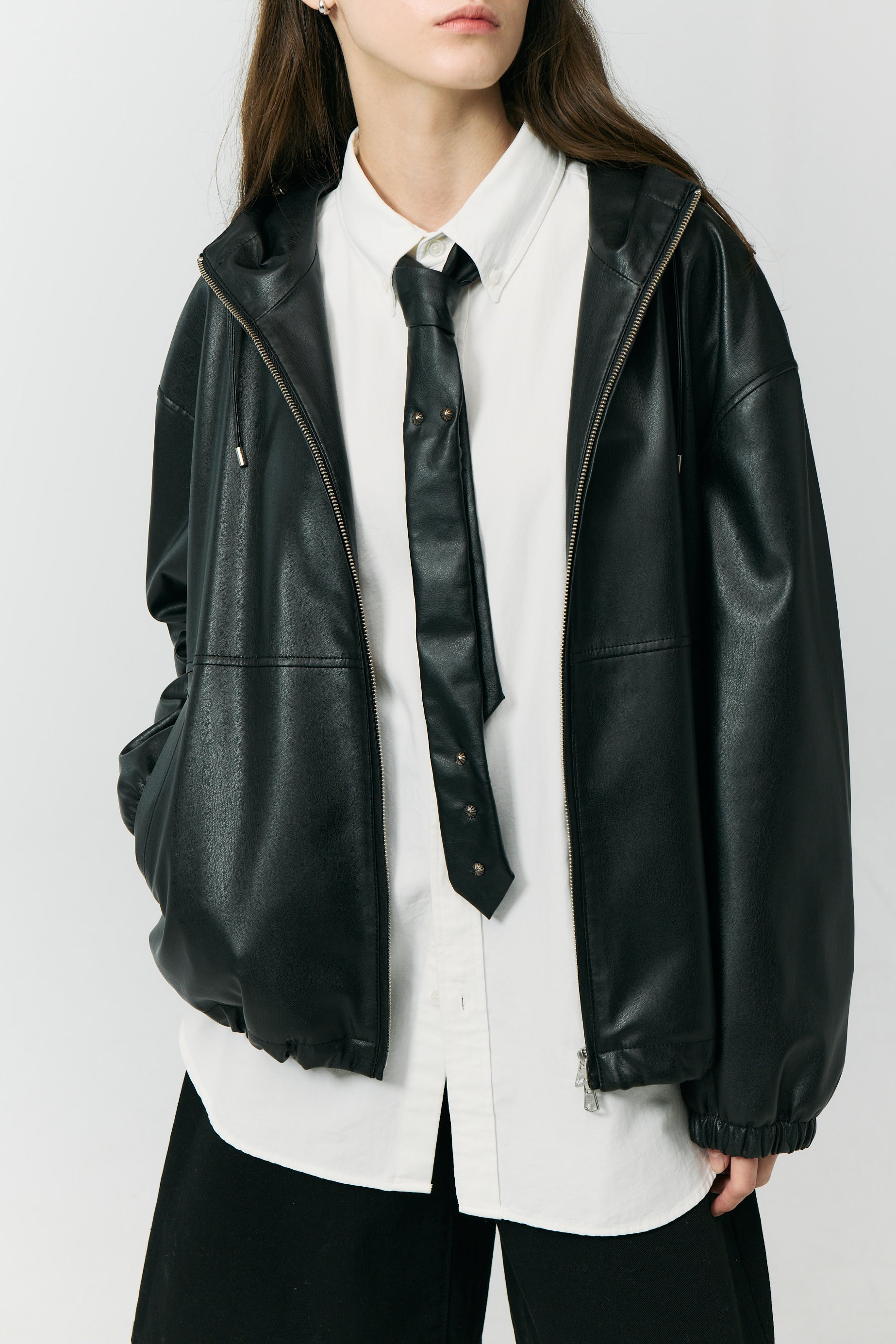 UNISEX VEGAN LEATHER WINDBREAKER