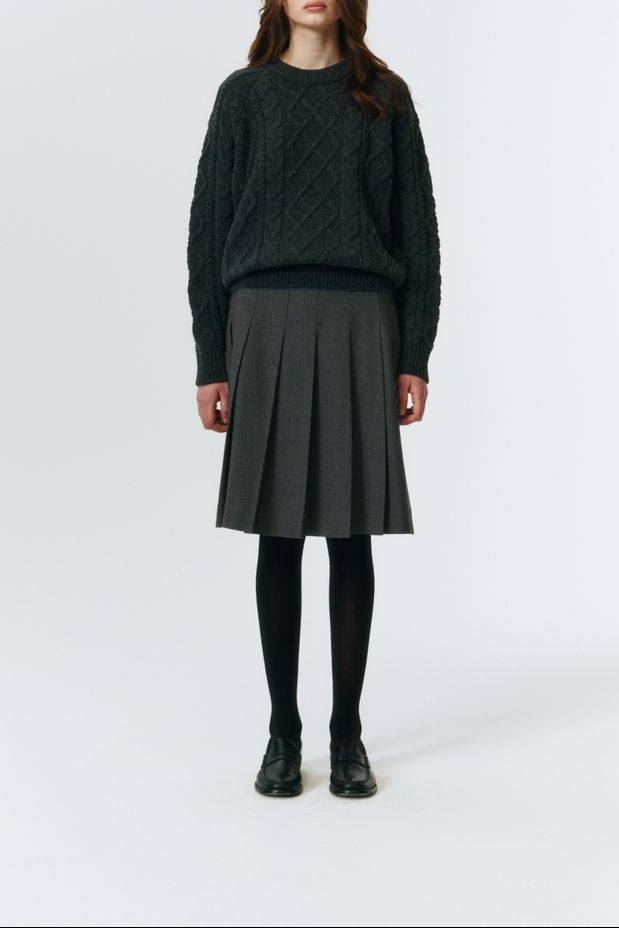 FLANNEL PLEATS MIDI SKIRT