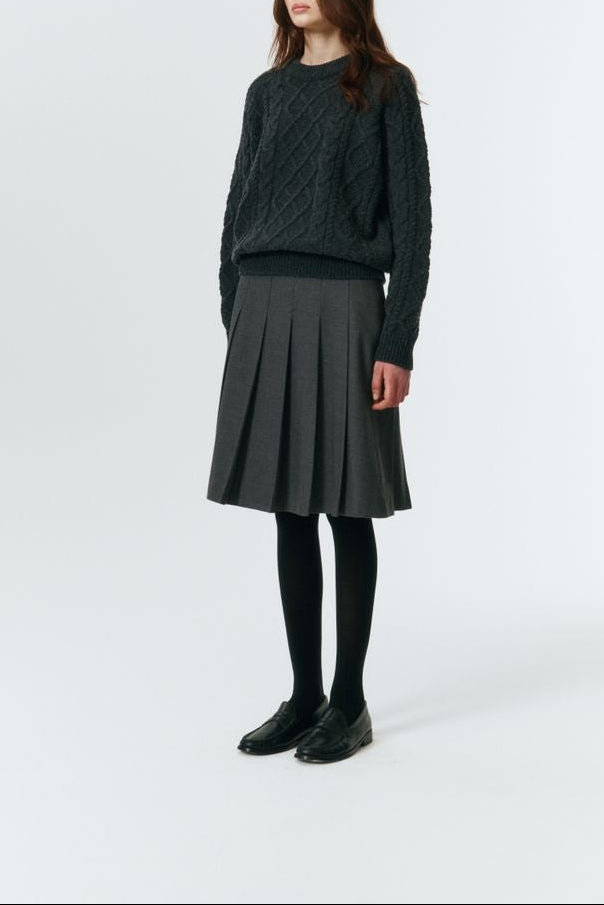 FLANNEL PLEATS MIDI SKIRT