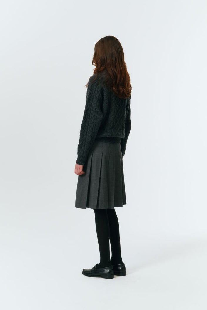 FLANNEL PLEATS MIDI SKIRT