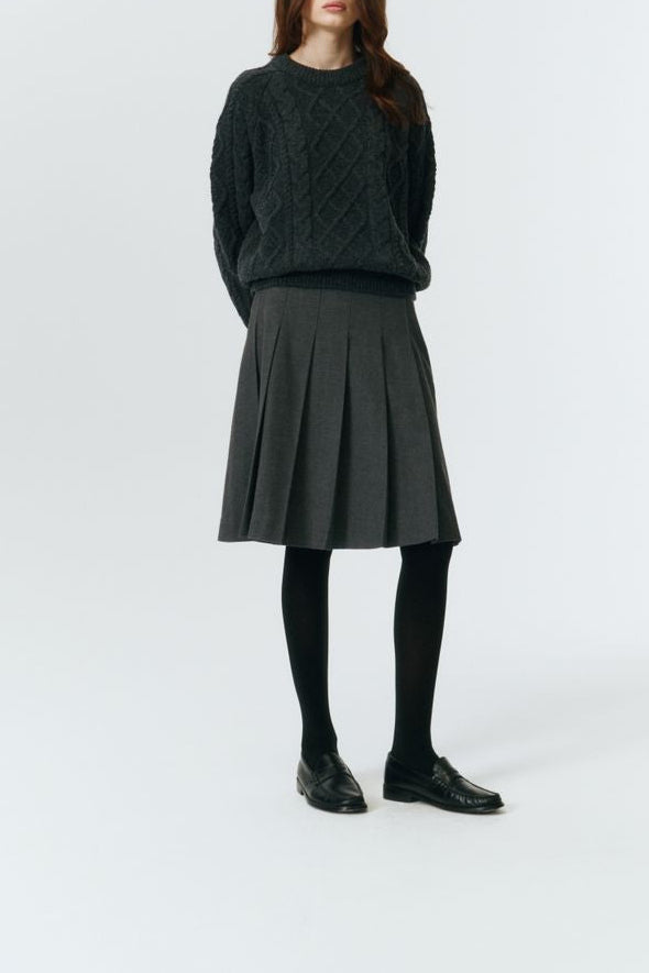 FLANNEL PLEATS MIDI SKIRT