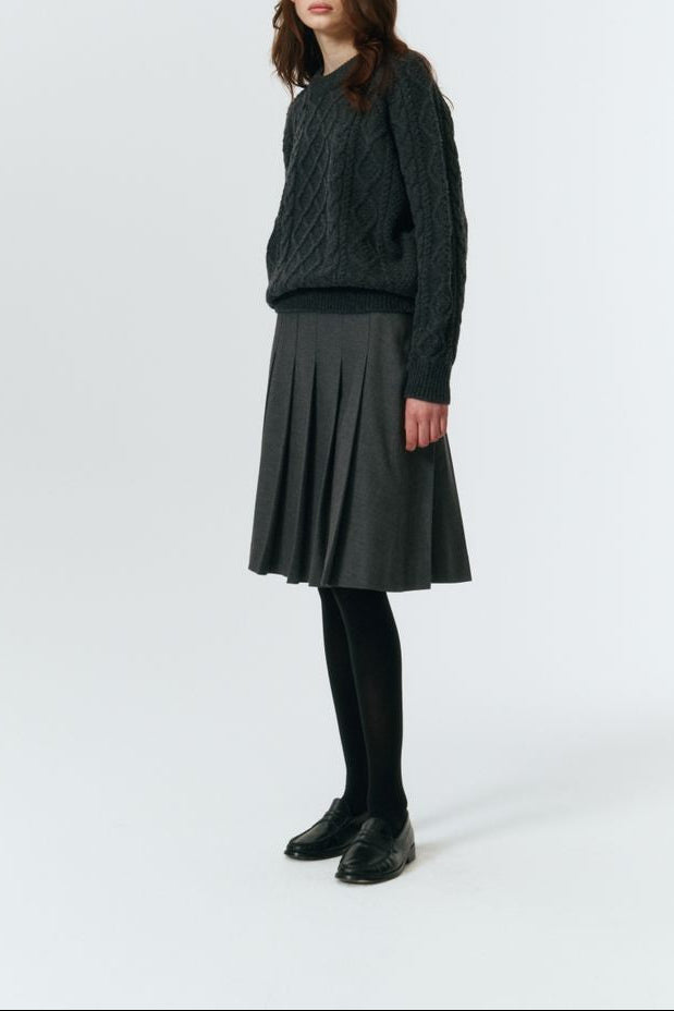 FLANNEL PLEATS MIDI SKIRT