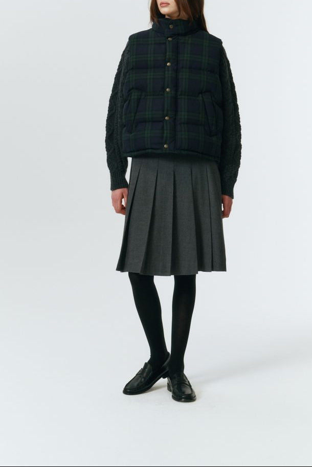 FLANNEL PLEATS MIDI SKIRT