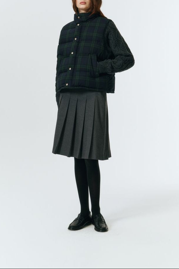 FLANNEL PLEATS MIDI SKIRT