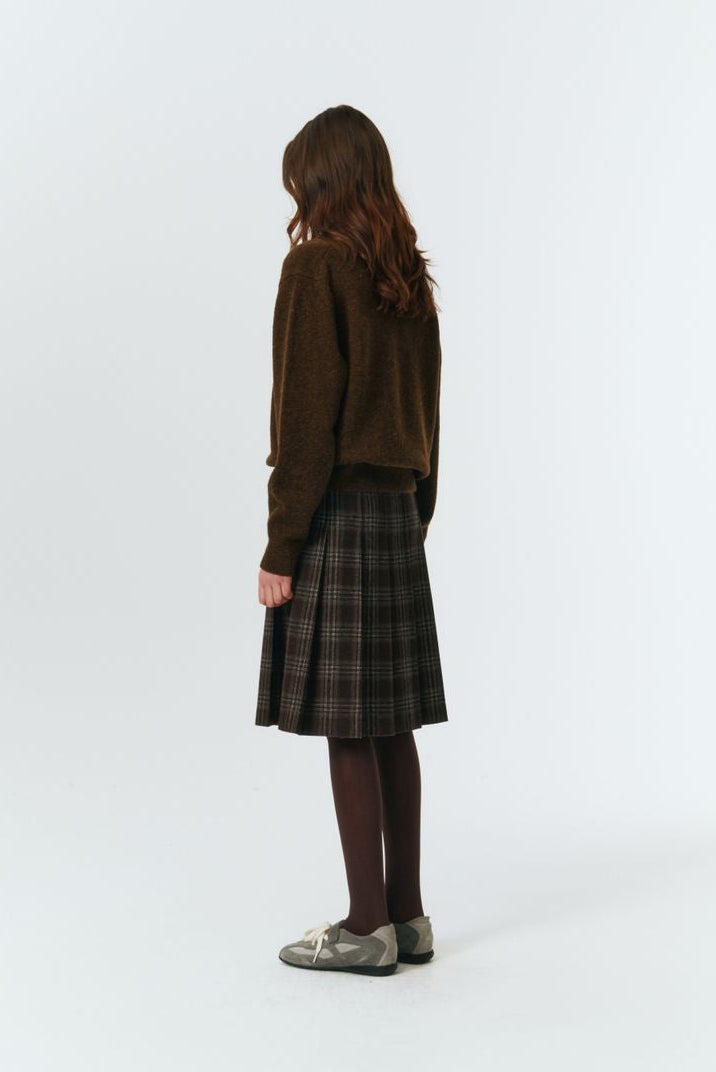 FLANNEL PLEATS MIDI SKIRT